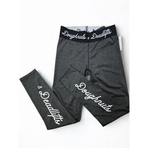 Doughnuts & Deadlifts Charcoal Heather Logo Gym Workout Leggings Medium
